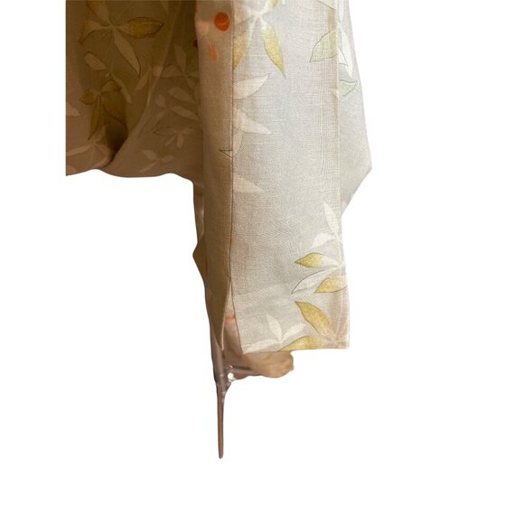 Jillian Jones Tan Linen Blend Lined Flat Front Floral Cropped Pants Sz 12 - Picture 3 of 9